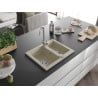 Mexen Carlos zlewozmywak granitowy 1,5-komorowy 582 x 475 mm, beżowy, syfon chrom - 6518581500-69