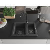 Mexen Carlos zlewozmywak granitowy 1,5-komorowy 582 x 475 mm, czarny nakrapiany, syfon czarny - 6518581500-76-B