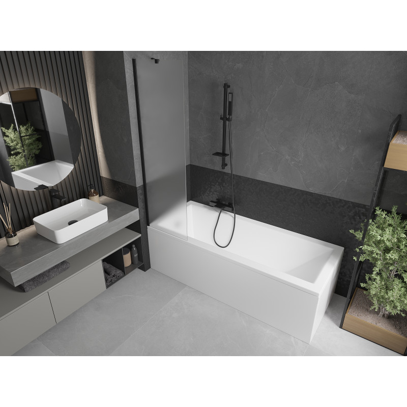 Mexen Next parawan nawannowy 1-skrzydłowy 50 x 150 cm, szron, czarny - 895-050-000-00-30-70