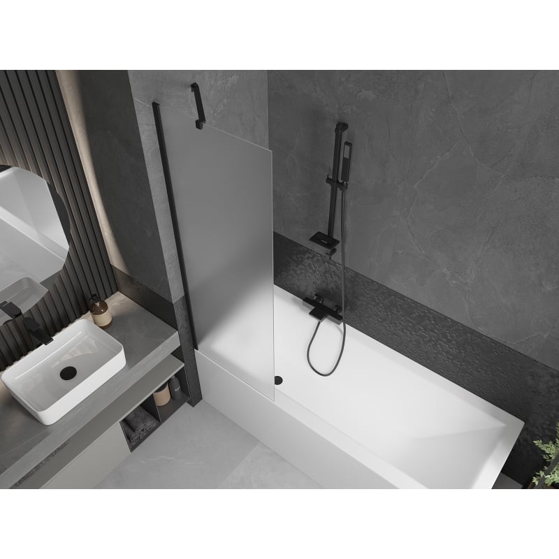 Mexen Next parawan nawannowy 1-skrzydłowy 60 x 150 cm, szron, czarny - 895-060-000-00-30-70