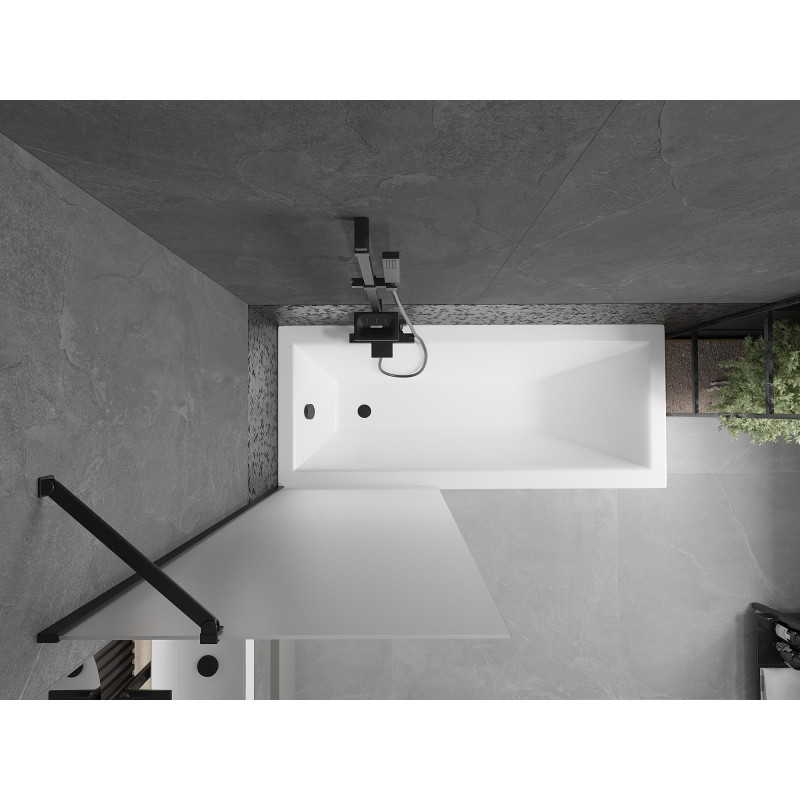 Mexen Next parawan nawannowy 1-skrzydłowy 70 x 150 cm, szron, czarny - 895-070-000-00-30-70
