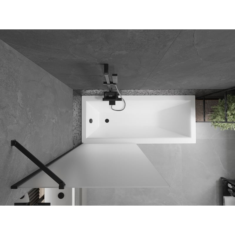 Mexen Next parawan nawannowy 1-skrzydłowy 80 x 150 cm, szron, czarny - 895-080-000-00-30-70