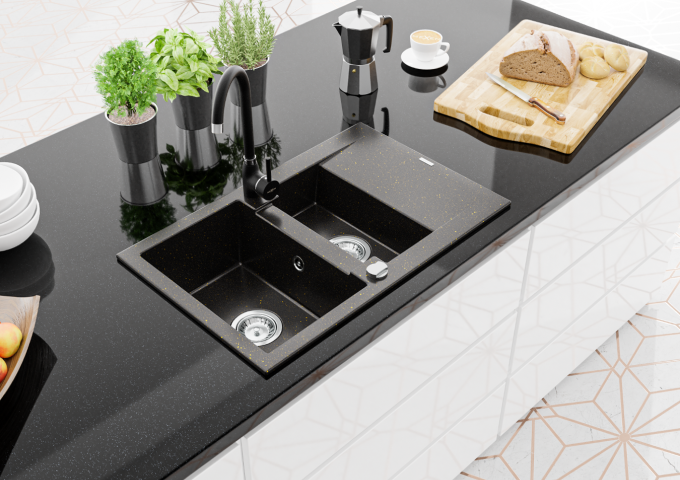 Baterie kuchenne czarny/chrom