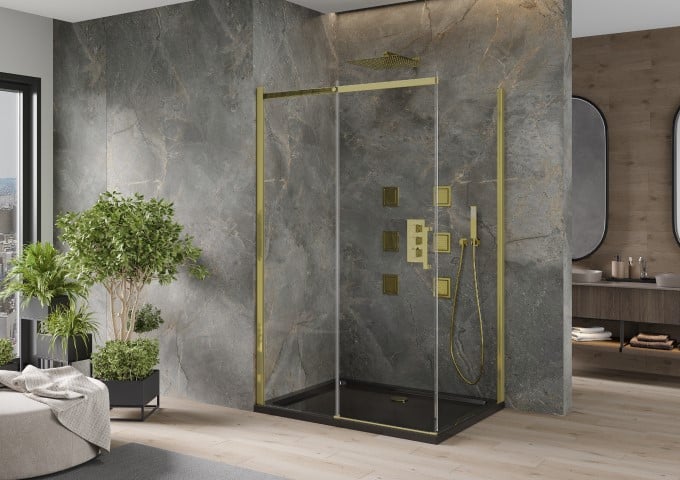Kabiny prysznicowe z brodzikiem złote